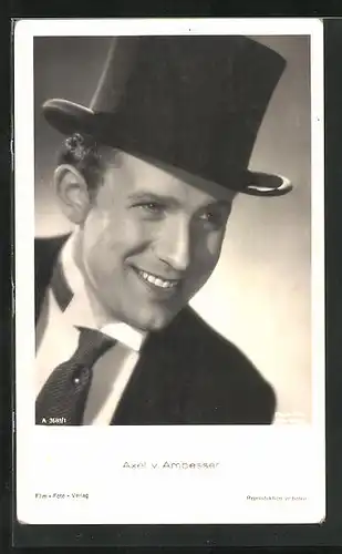 AK Schauspieler Axel v. Ambesser mit Zylinder