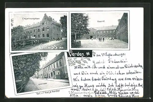 AK Verden, Zollstrasse, Kaserne I. & Einquartierungshaus