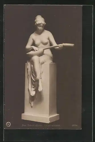 AK Berlin, Statue Lautenspielerin von Max Valentin