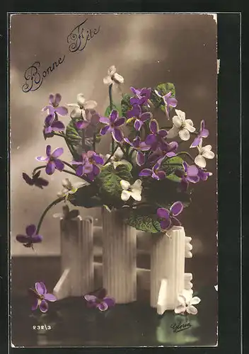 AK Vase mit Veilchen