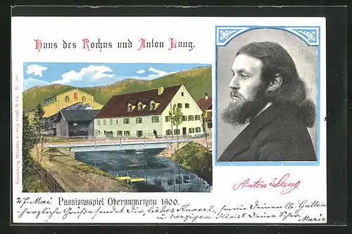AK Oberammergau, Passionsspiele, Anton Lang, Haus des Rochus