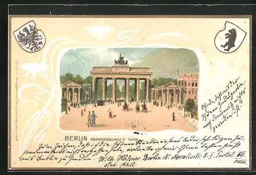 Präge-Passepartout-Lithographie Berlin, Brandenburger Tor