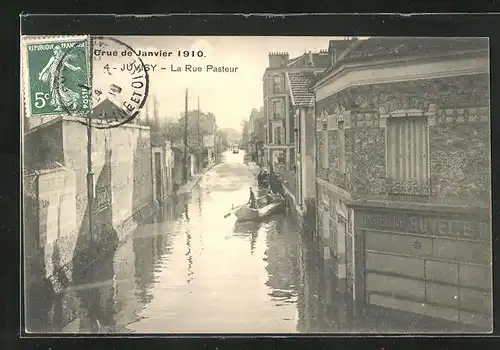 AK Juvisy, Hochwasser 1910, La Rue Pasteur