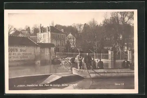AK Juvisy, Hochwasser 1910, Pont de Juvisy, Usine Lehèque