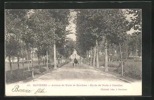 AK Ravieres, Avenue de Nuits et Ravières, Route de Nuits à Chatillon