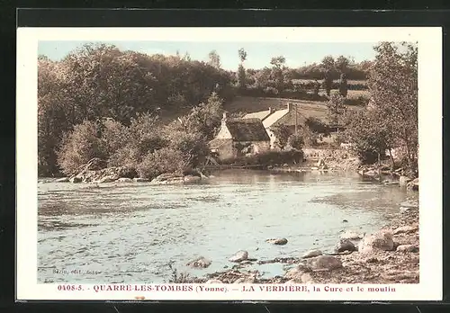 AK Quarré-les-Tombes, La Verdière, la Cure et le moulin