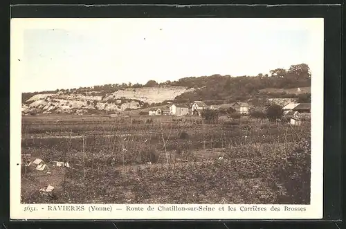 AK Ravieres, Route de Chatillon-sur-Seine et les Carrières des Brosses