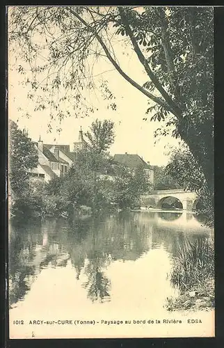 AK Arcy-sur-Cure, Paysage au bord de la Rivière