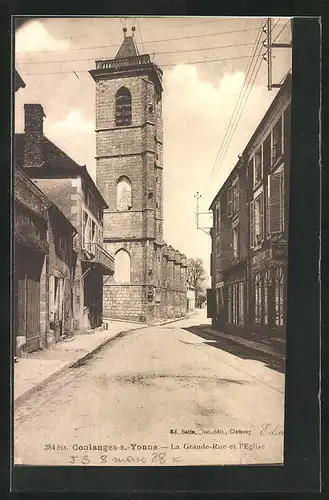 AK Coulanges-s-Yonne, La Grande-Rue et l`Eglise