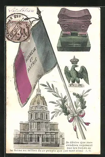 AK Paris, Le Panthéon, Honneur et Patrie, Pantheon, Flagge und Adler