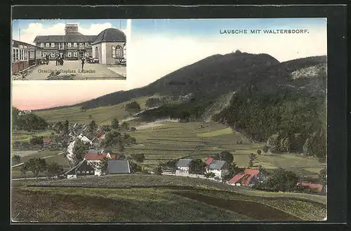 AK Waltersdorf, Gasthaus Lausche, Ortsansicht