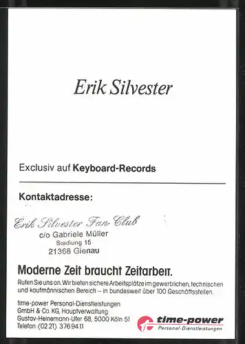 AK Musiker Erik Silvester, mit Autograph