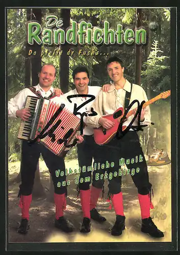 AK Musikergruppe De Randfichten mit freundlichem Lächeln und Autograph