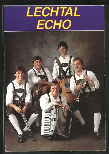 AK Musikergruppe Lechtal Echo mit Instrumenten und Autographen