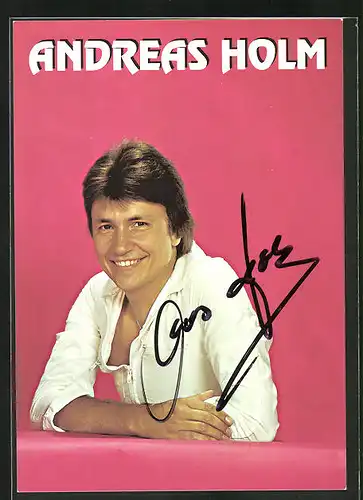 AK Musiker Andreas Holm mit freundlichem Lächeln und Autograph
