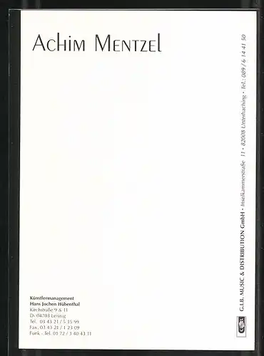 AK Musiker Achim Mentzel mit freundlichem Lächeln und Autograph
