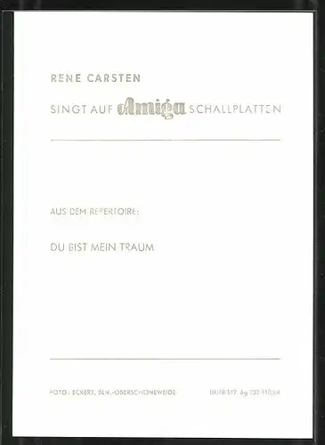 AK Musiker René Carsten, mit Autograph