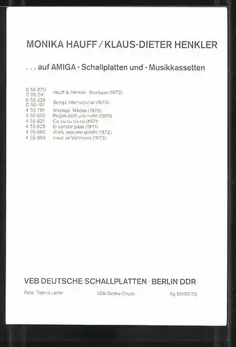 AK Musikerduo Monika Hauff & Klaus-Dieter Henkler, mit Autograph