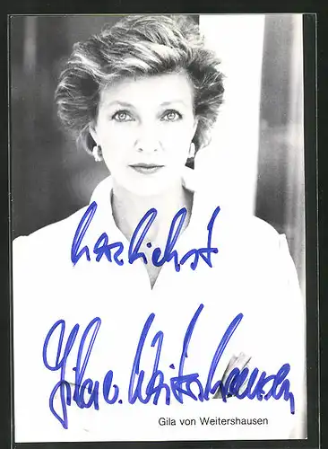 AK Schauspielerin Gila von Weitershausen mit Ohrringen, Autograph