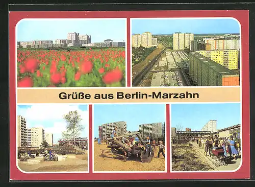 AK Berlin-Marzahn, Wohngebiete mit Kinderspielplatz