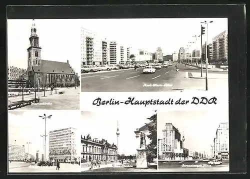 AK Berlin, Marienkirche, Karl-Marx-Allee, Unter den Linden