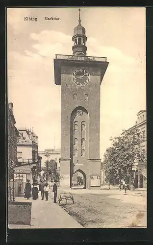 AK Elbing / Elblag, Strassenpartie am Markttor