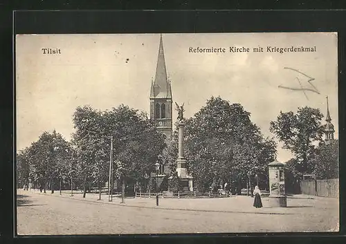 AK Tilsit, Reformierte Kirche mit Kriegerdenkmal