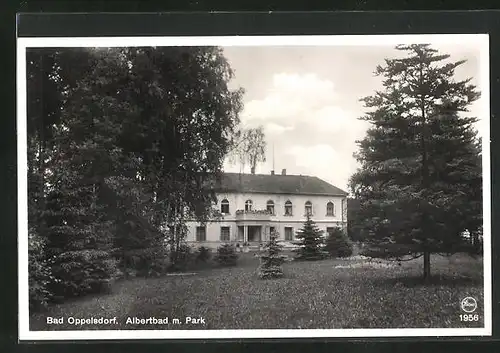 AK Bad Oppelsdorf, Albertbad mit Park