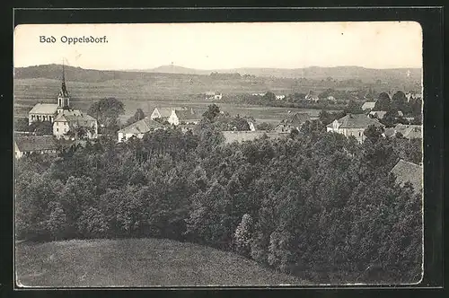 AK Bad Oppelsdorf, Ortspartie mit Kirche