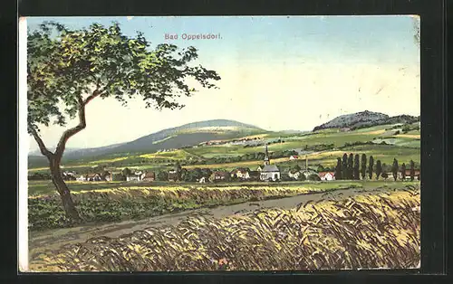 Künstler-AK Bad Oppelsdorf, Weg in die Ortschaft