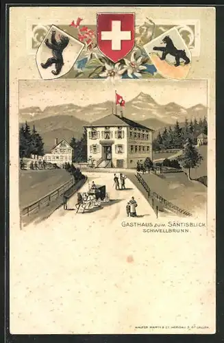 Lithographie Schwellbrunn, Gasthaus zum Säntisblick