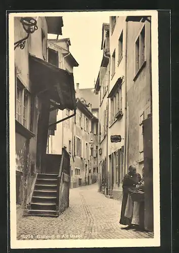 AK Basel, Gässlein in der Altstadt