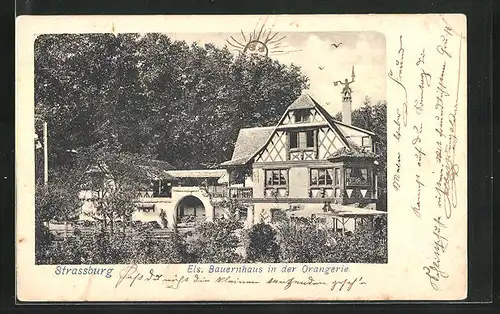 AK Strassburg, Els. Bauernhaus in der Orangerie