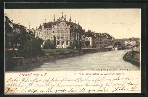 AK Strassburg, St. Nikolausstaden und Drachenschule