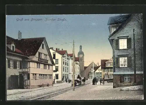 AK Bruggen, Zürcher Strasse mit Passanten