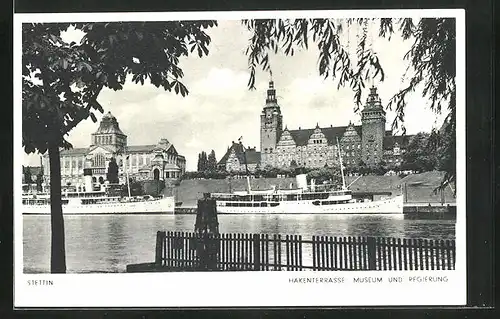 AK Stettin, Hakenterrasse, Museum und Regierung