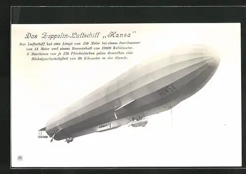 Foto-AK Sanke Nr.: Zeppelin Hansa bei einer Fahrt