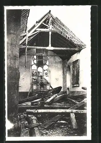 AK Montacher, L`Eglise, le Choeur après le bombardement du 15 Juin 1940