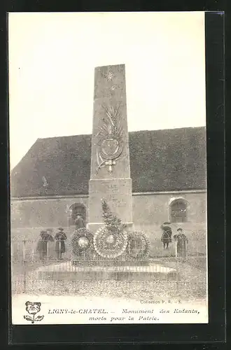 AK Ligny-le-Chatel, Monument des Enfants, morts pour la Patrie