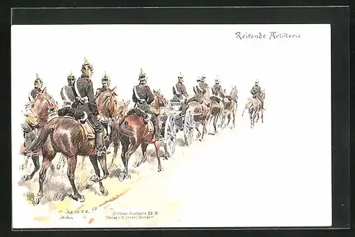 Künstler-AK Carl Becker: Reitende Artillerie