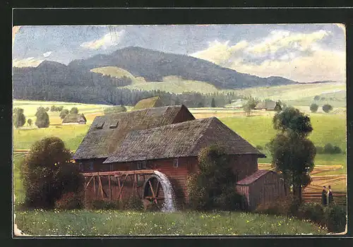 Künstler-AK Heinrich Hoffmann: Schneidemühle im Schwarzwald
