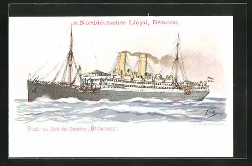 Künstler-AK Themistokles von Eckenbrecher: Passagierschiff Barbarossa