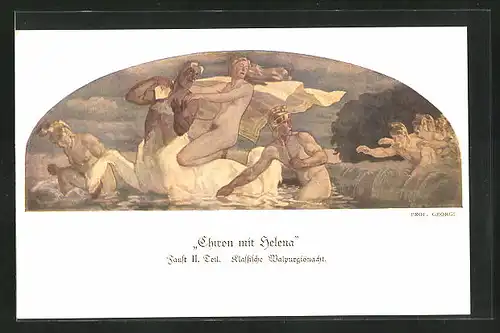 Künstler-AK Walter Georgi: Gemälde Chiron mit Helene, Faust II. Teil im Auerbachs Keller, Leipzig