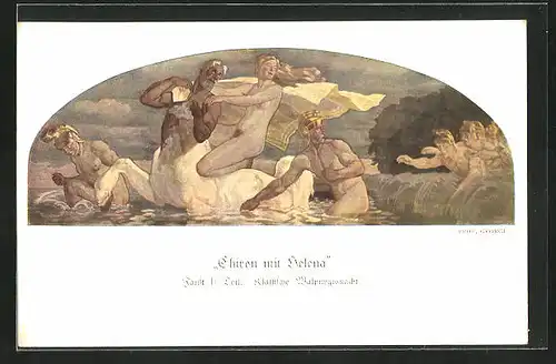 Künstler-AK Walter Georgi: Gemälde Chiron mit Helene, Faust II. Teil im Auerbachs Keller, Leipzig