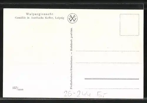Künstler-AK Walter Georgi: Gemälde Walpurgisnacht im Auerbachs Keller, Leipzig