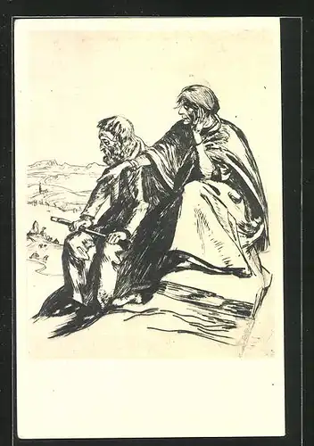Künstler-AK Albert Welti: Die Alten