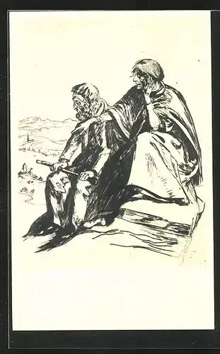 Künstler-AK Albert Welti: Die Alten