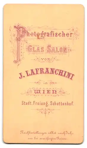 Fotografie J. Lafranchini, Wien, Portrait betagter Herr mit grauem Bart und Haar
