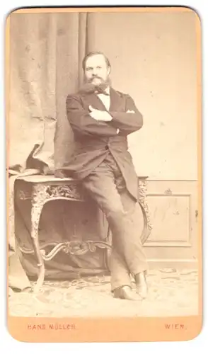Fotografie Hans Müller, Wien, Burggasse 28, Portrait stattlicher Herr mit Bart im Anzug