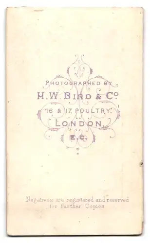 Fotografie H. W. Bird & Co., London, 16 & 17 Poultry, Portrait stattlicher junger Mann mit Vollbart